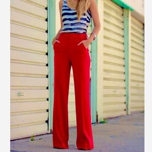 $475 ALICE OLIVIA RED SLIM HIGH WAISTED PANTS 4